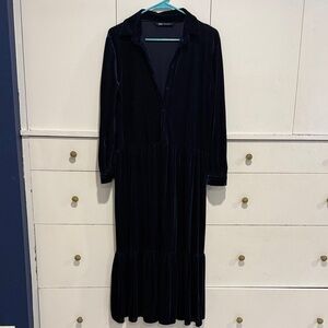 Zara velvet navy maxi dress